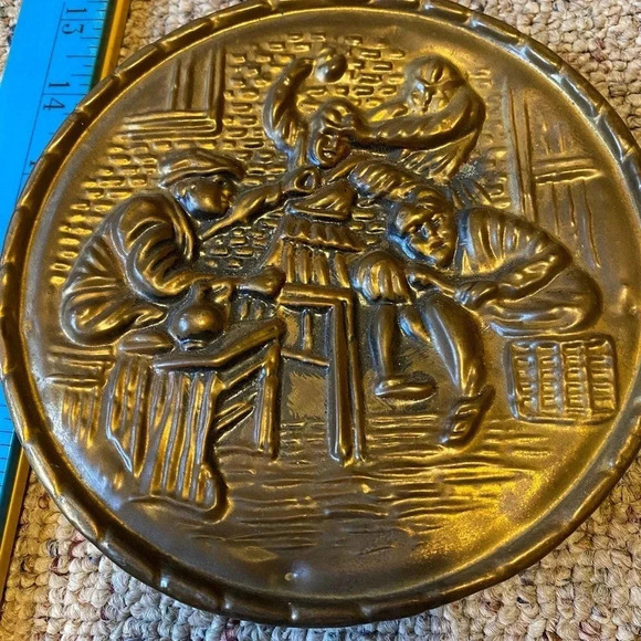 Unique Vintage Copper and Wood Wall Hanging Decor - Picture 4 of 7